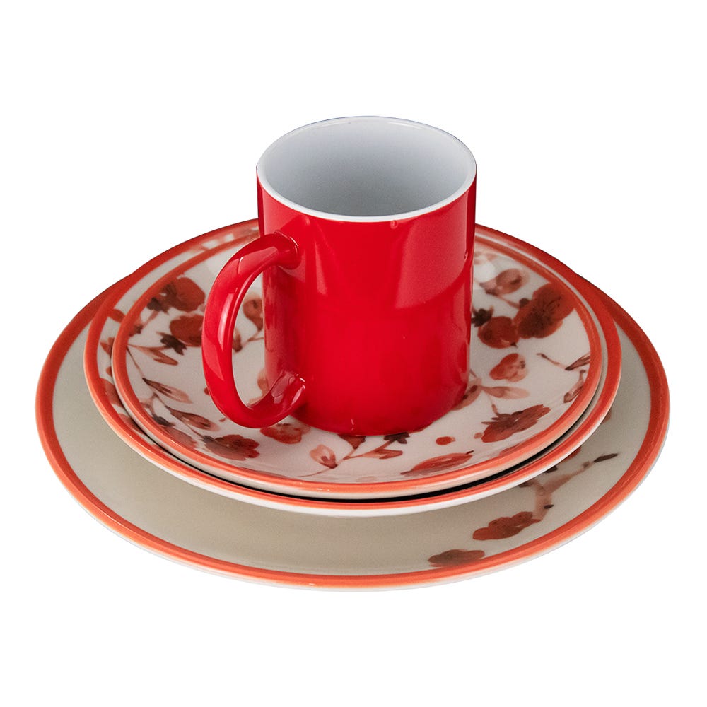 Vajilla de cerámica decorada 16 piezas Peach Blossom Love 1VAJ162024353 Ánfora – vista 6