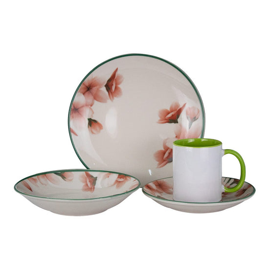 Vajilla de cerámica decorada 16 piezas Sakura 1VAJ1620PSAK3 Ánfora