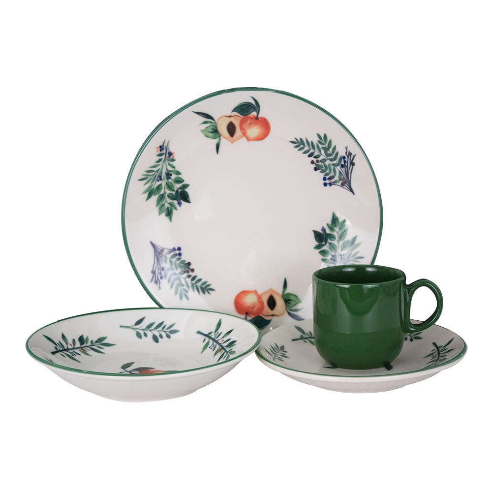 Vajilla de cerámica decorada 16 piezas Fresco 1VAJ1620PFRE3 Ánfora