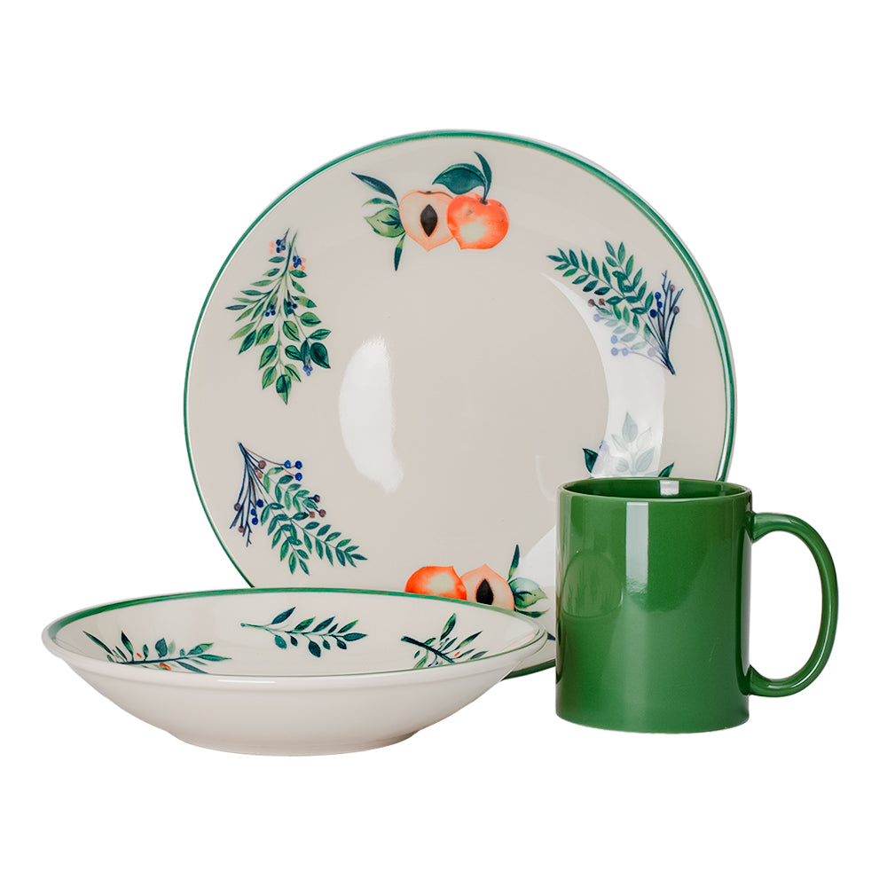 Vajilla de cerámica decorada 16 piezas Fresco 1VAJ1620PFRE3 Ánfora