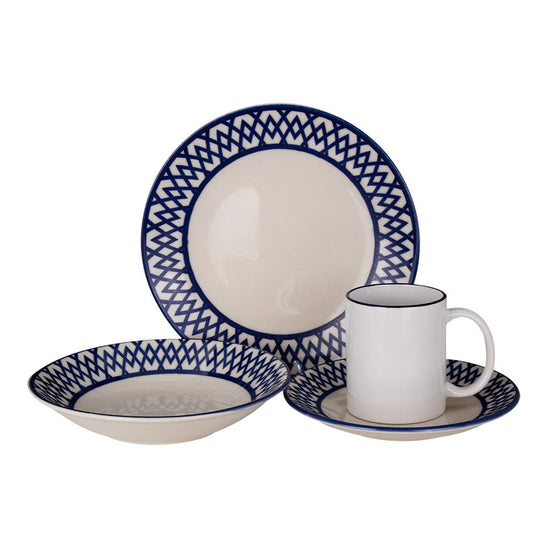 Vajilla de cerámica decorada 16 piezas Paralelos 1VAJ162024383 Ánfora