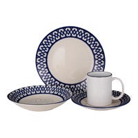 Vajilla de cerámica decorada 16 piezas Paralelos 1VAJ162024383 Ánfora