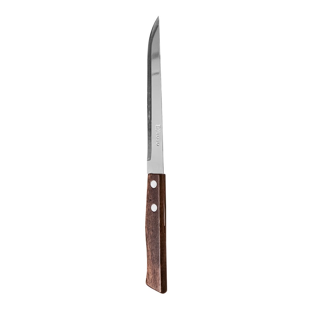 Cuchillo filetero liso de acero inoxidable 22 cm mango madera L-204-05 Lobo