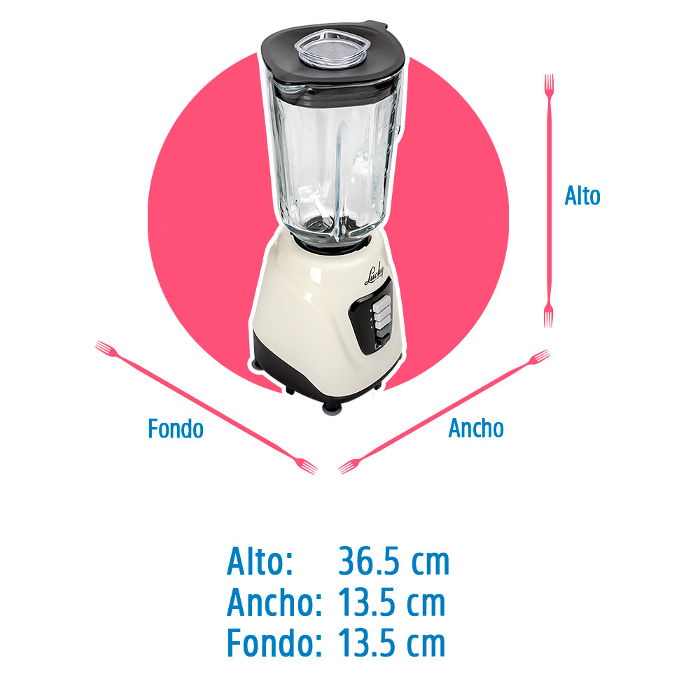 Licuadora Pixie con vaso de vidrio ivory con negro M91209540 Lucky