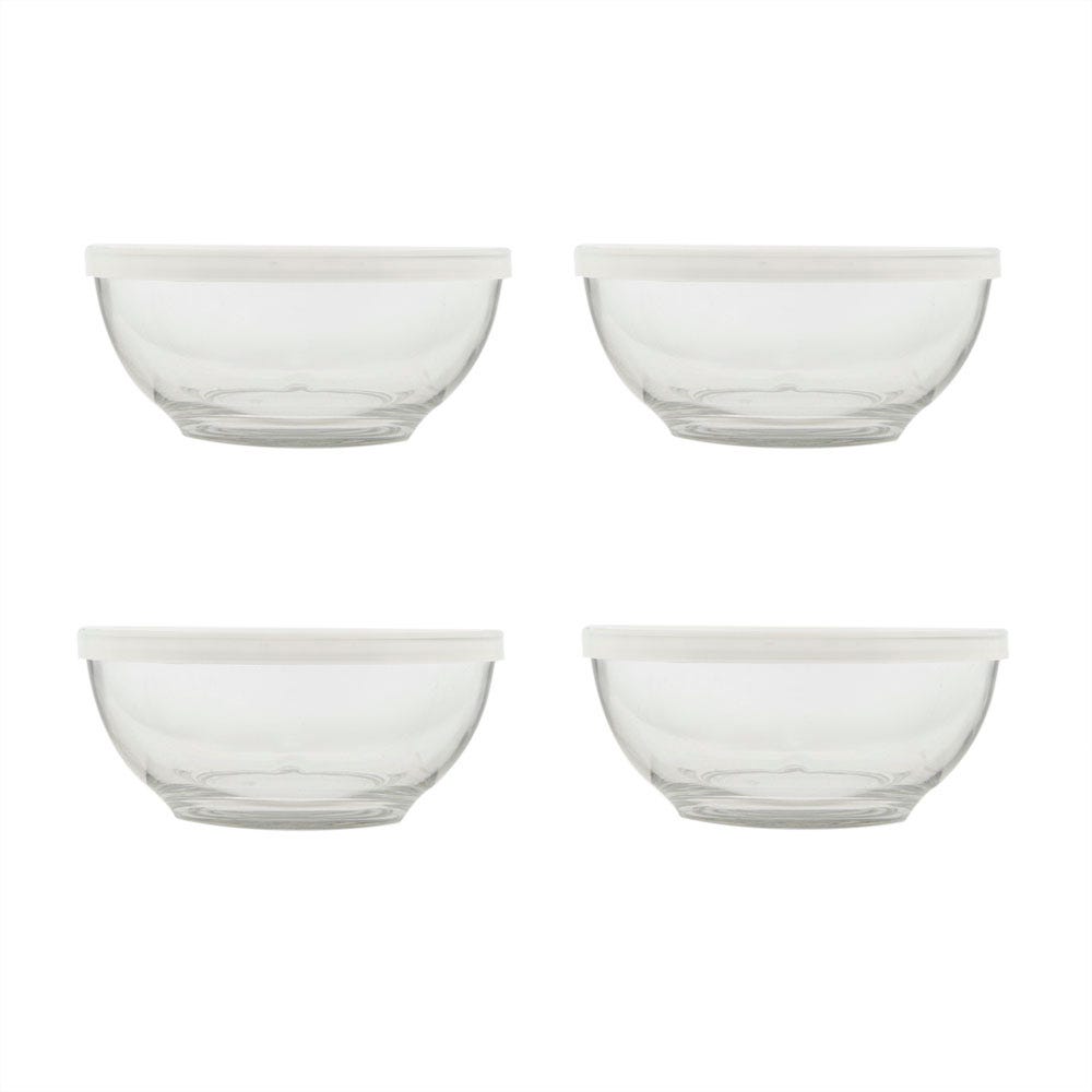 Juego 4 tazones con tapa 300 ml