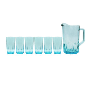 Juego de agua 7 piezas azul zafiro Crisa