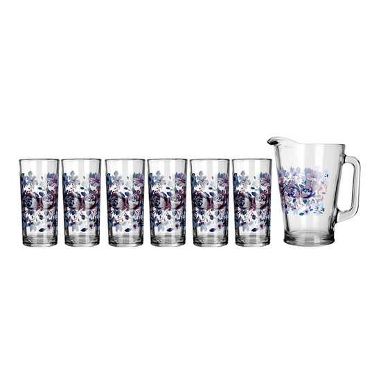 Juego de agua de vidrio 7 piezas flores tita C431 Crisa