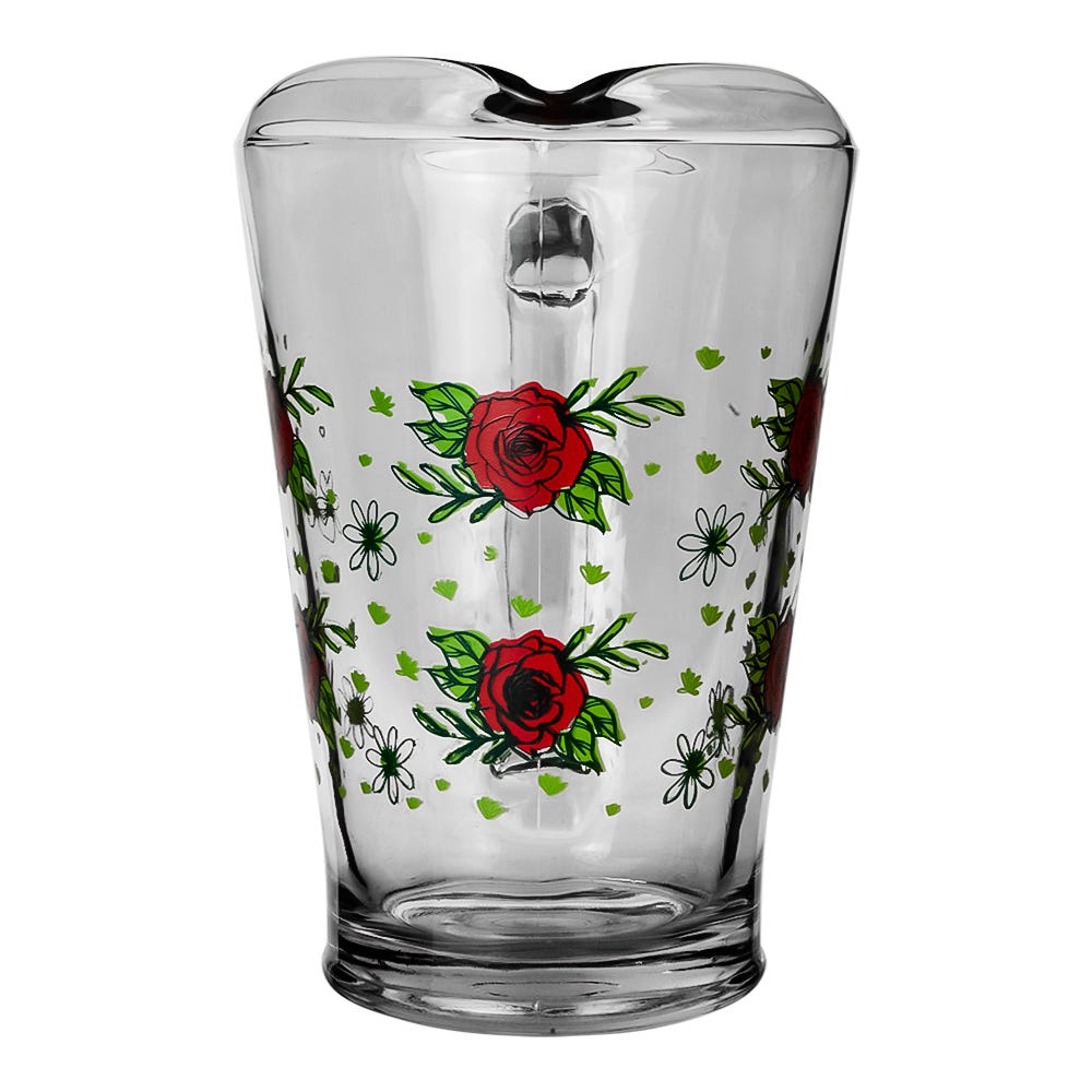 Juego de agua de vidrio 7 piezas rosas rojas C431 Libbey