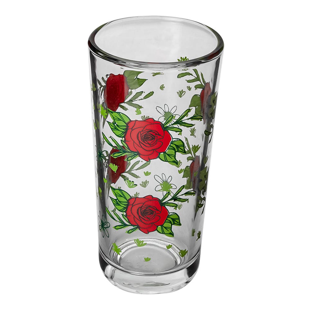 Juego de agua de vidrio 7 piezas rosas rojas C431 Libbey