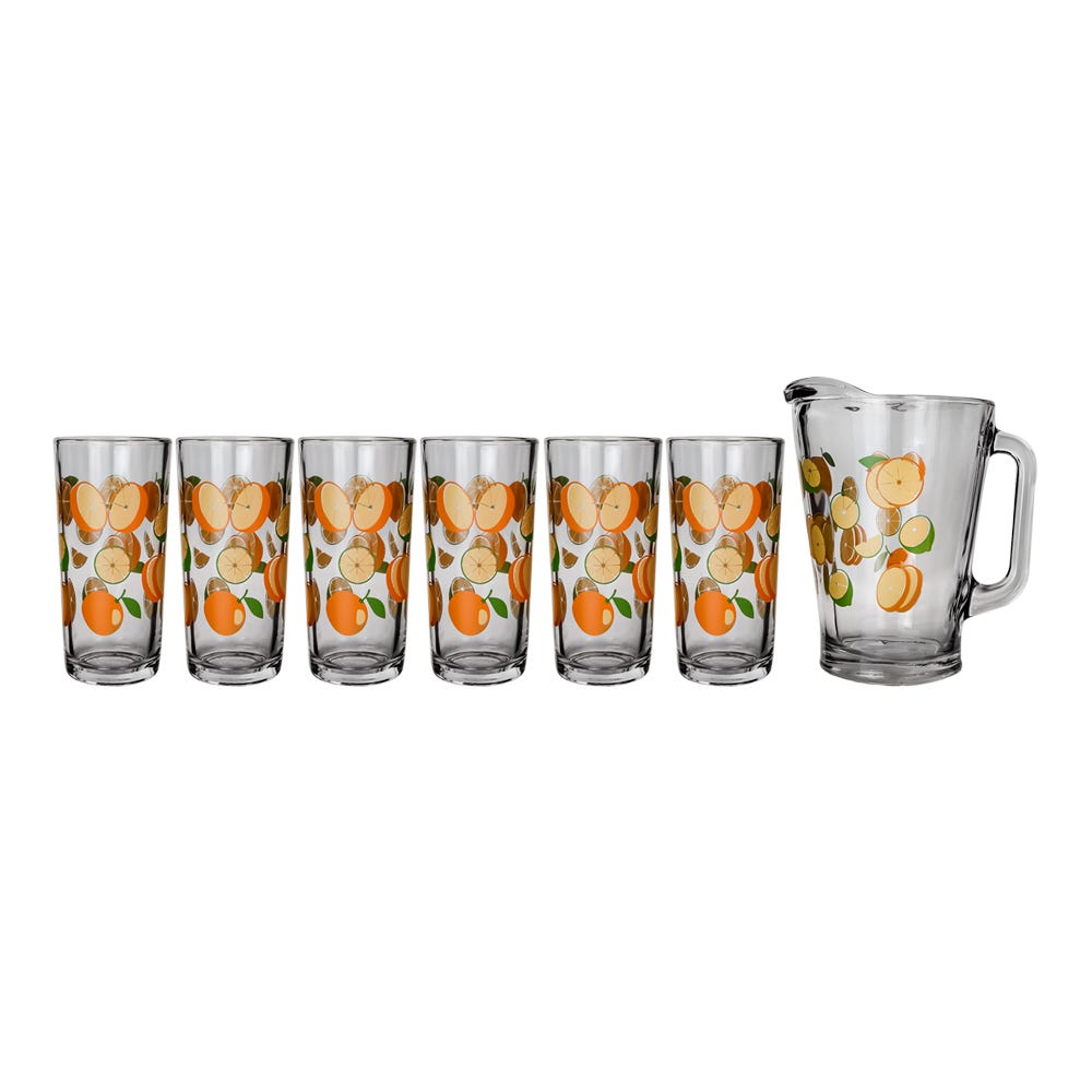 Juego de agua de vidrio 7 piezas naranjas 1 C431 Libbey
