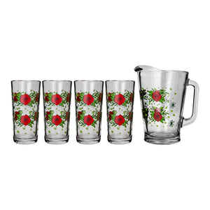 Juego de agua de vidrio 5 piezas rosas rojas 8639 Libbey