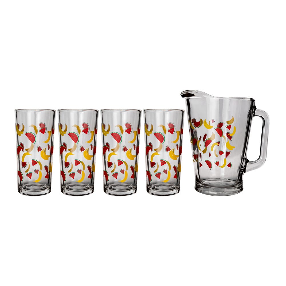Juego de agua de vidrio 5 piezas plátanos y sandias 8639 Libbey