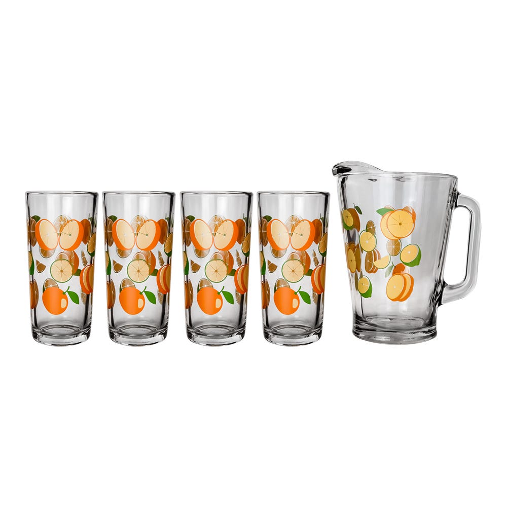Juego de agua de vidrio 5 piezas naranjas 1 8639 Libbey