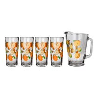 Juego de agua de vidrio 5 piezas naranjas 1 8639 Libbey