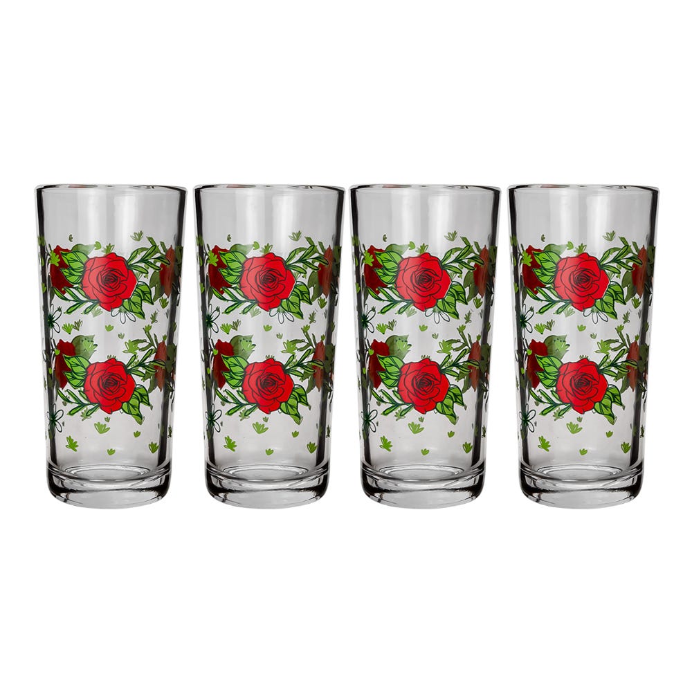 Juego de vasos de vidrio 6 piezas rosas rojas 8360 Libbey