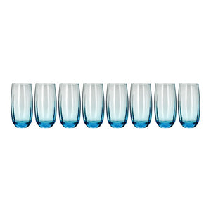 Juego de 8 vasos de vidrio Santiago 500 ml azul Zafiro 9109 Crisa