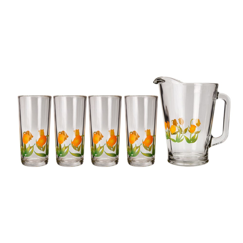 Juego de agua de vidrio 5 piezas Tulipanes 8369 Crisa