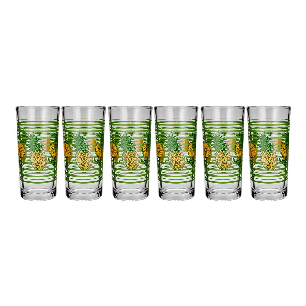 Juego de 6 vasos vidrio 250 ml Piñas 9660 Crisa