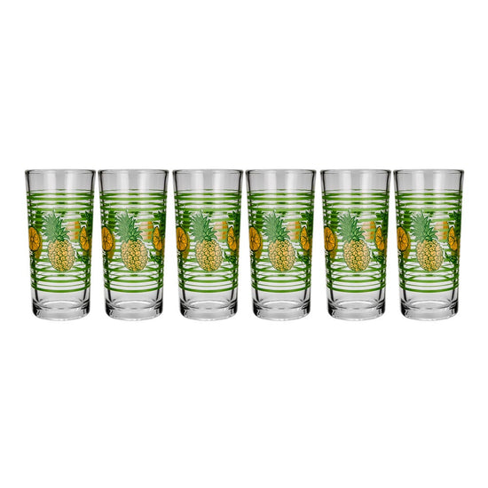 Juego de 6 vasos vidrio 250 ml Piñas 9660 Crisa