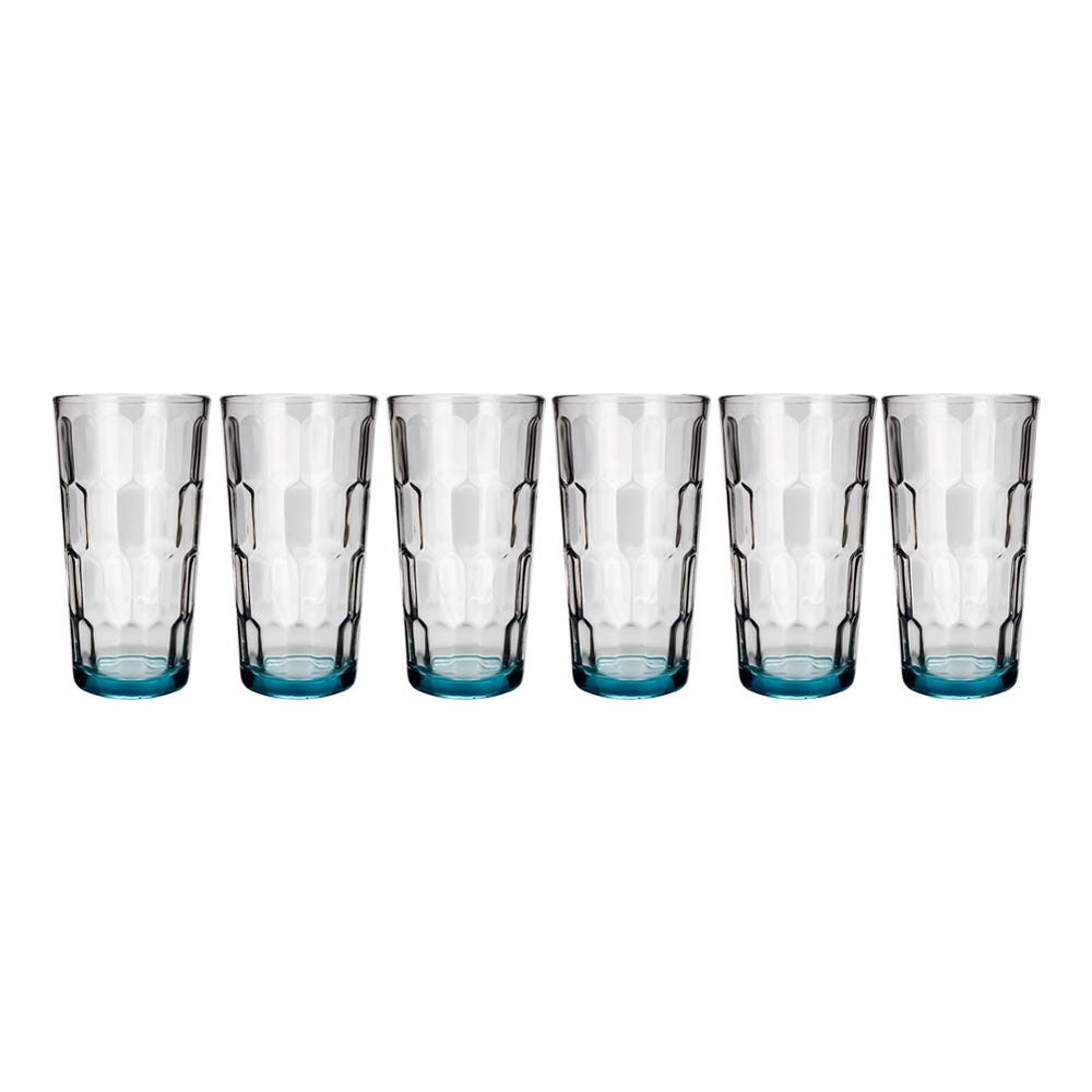 Juego de 6 vasos de vidrio 250 ml Iglu atom azul 0150 Crisa
