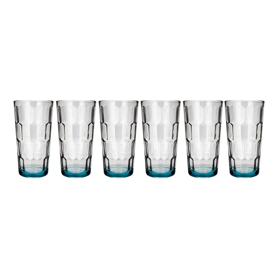 Juego de 6 vasos de vidrio 250 ml Iglu atom azul 0150 Crisa