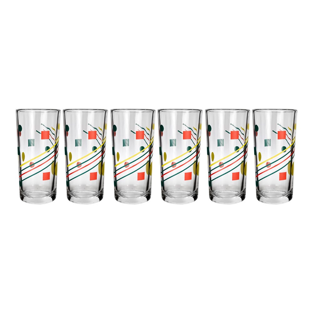 Juego de 6 vasos de vidrio 250 ml Geométricos 9660/1724073 Crisa