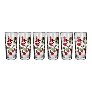 Juego de 6 vasos de vidrio 250 ml Cerezas 9660/1724008 Crisa