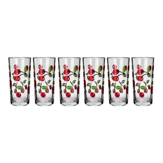 Juego de 6 vasos de vidrio 250 ml Cerezas 9660/1724008 Crisa