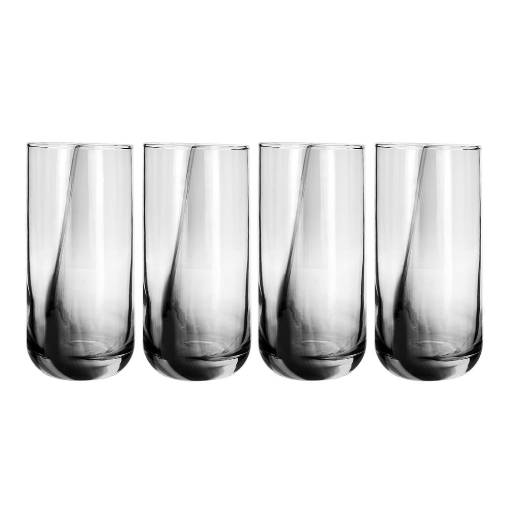 Juego de 4 vasos de vidrio 410 ml Cooler Liston negro 6098CR Crisa