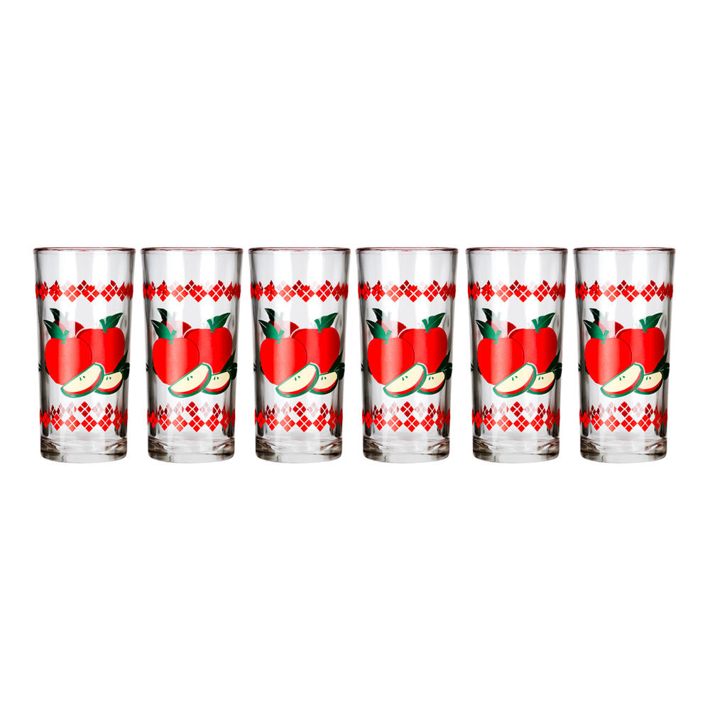 Juego de 6 vasos de vidrio 250 ml Manzanas 8360 Crisa