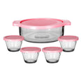 Juego de hornear 10 piezas de vidrio con tapa rosa E312 Pyr-O-Rey
