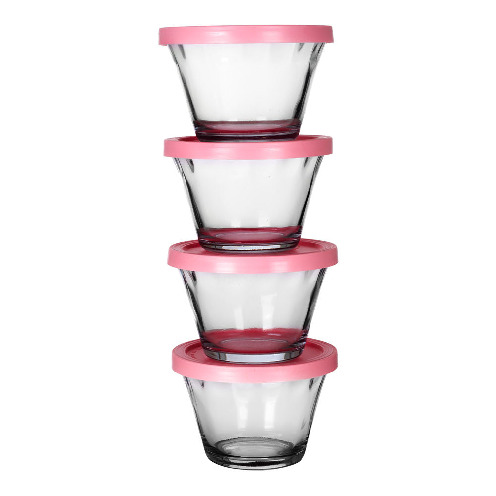 Juego de hornear 10 piezas de vidrio con tapa rosa E312 Pyr-O-Rey