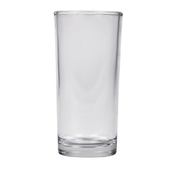 Caja con 24 piezas de Vaso prensado cubero de vidrio 295 ml 9660 Lunita