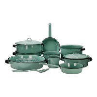 Batería de peltre 13 piezas Yaqui verde 36729/312893 Cinsa