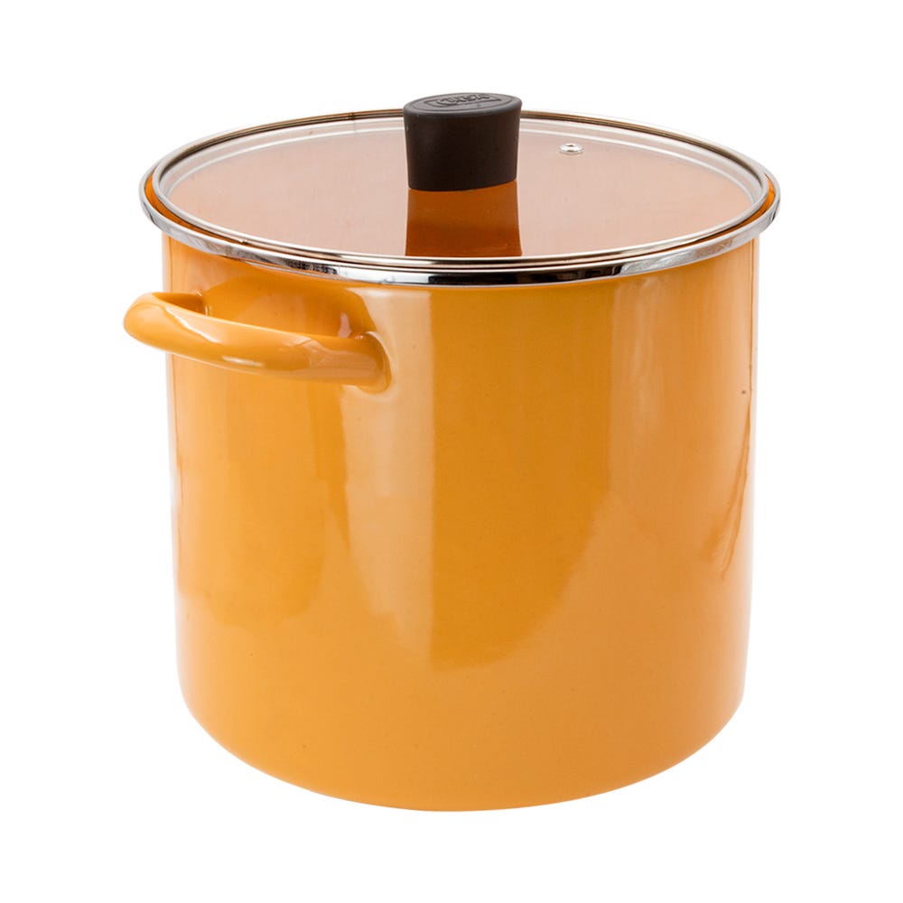 Olla de peltre alta 22 cm con tapa de vidrio praktica 321260 Cinsa
