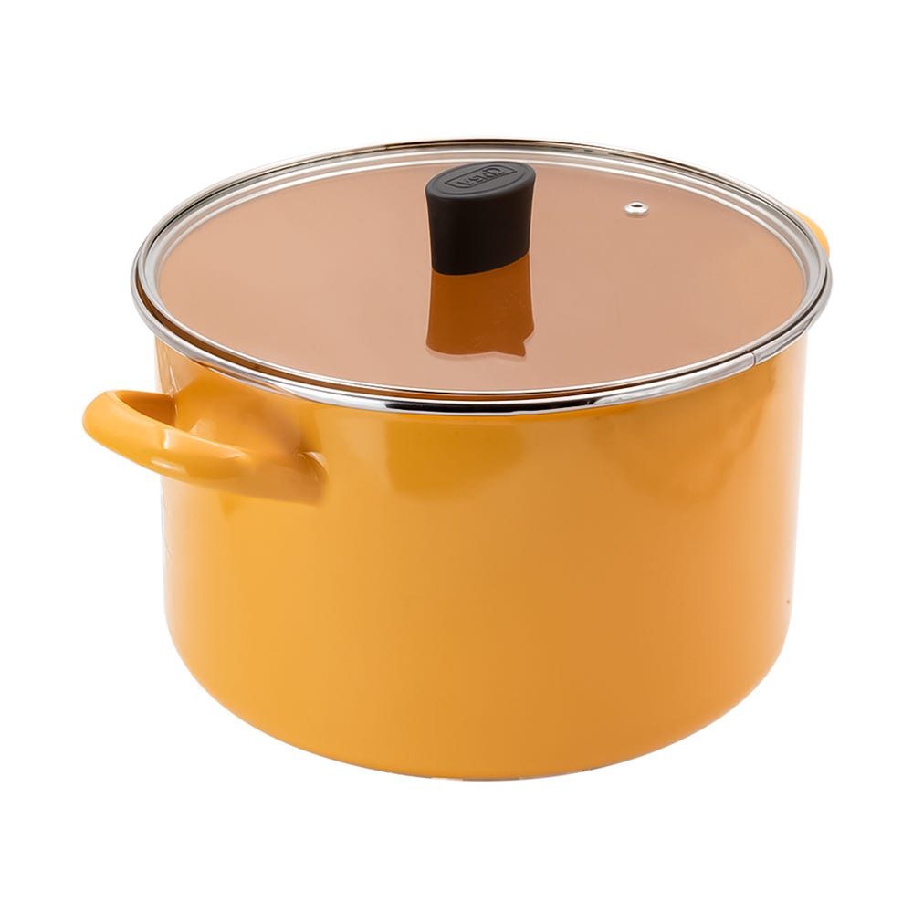 Olla de peltre de 24 cm con tapa de vidrio praktica 321263 Cinsa