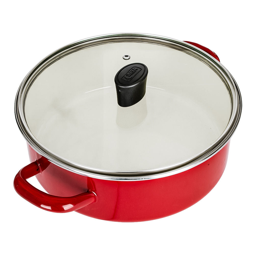 Arrocera de peltre con tapa de vidrio 3.900 litros Praktica rojo 322025 Cinsa