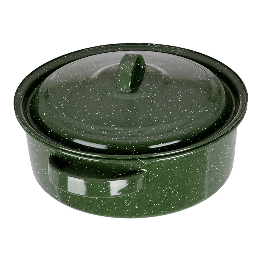 Budinera de acero vitrificado 24.5 cm con tapa verde jaspeado 323580 Cinsa