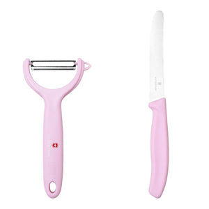 Juego de cuchillo y pelador Victorinox horizontal rosa