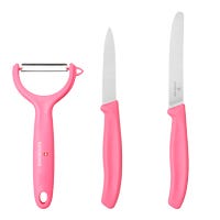 Juego de cuchillos y pelador Victorinox horizontal rosa