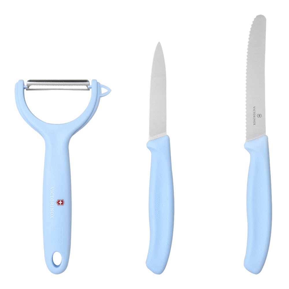 Juego de cuchillos y pelador Victorinox horizontal azul