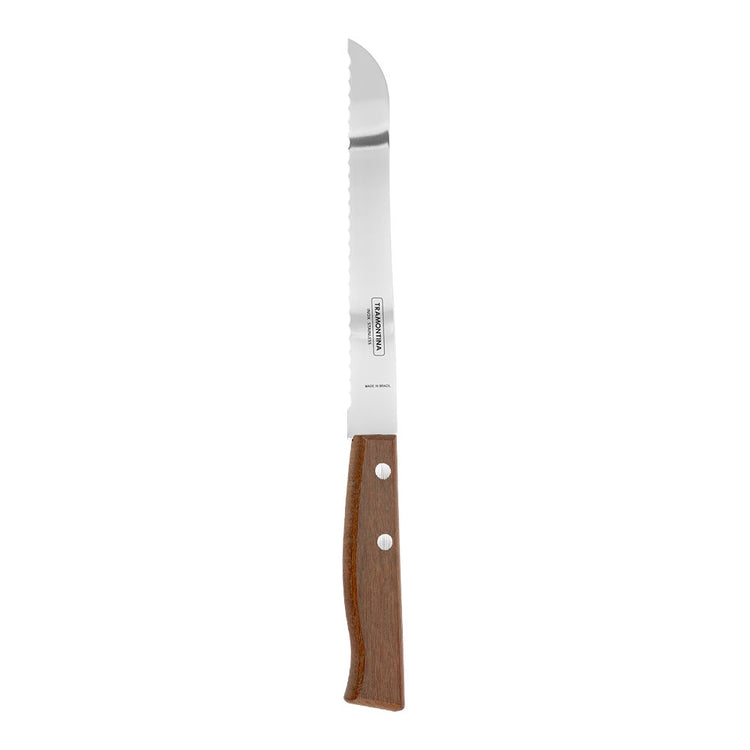 Cuchillo para pan de acero inoxidable mango madera 7" tradicional 22215007 Tramontina
