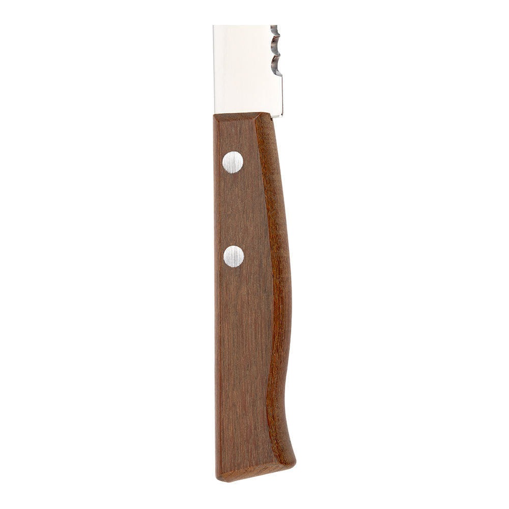 Cuchillo para pan de acero inoxidable mango madera 7" Tramontina – acercamiento del mango de madera