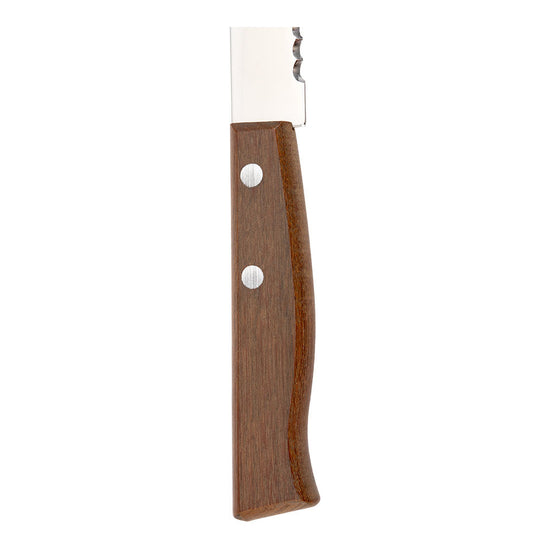 Cuchillo para pan de acero inoxidable mango madera 7" Tramontina – acercamiento del mango de madera
