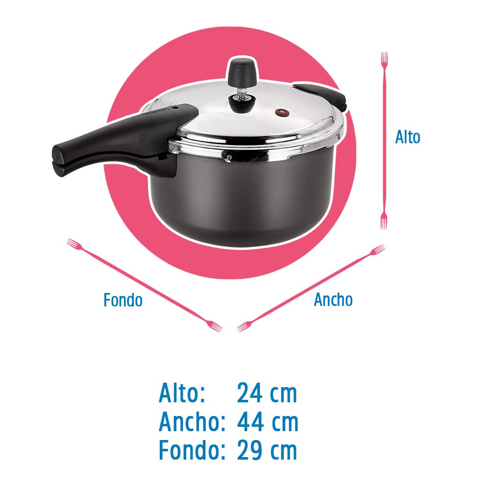 Olla de presión aluminio negro 5 L Vancouver Tramontina