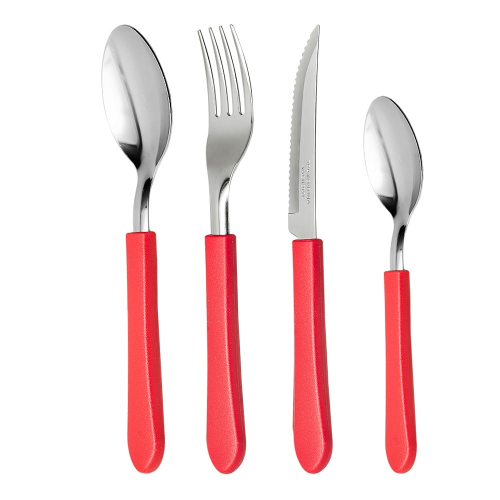 Juego de cubiertos acero inoxidable 16 piezas rojo Leme Tramontina