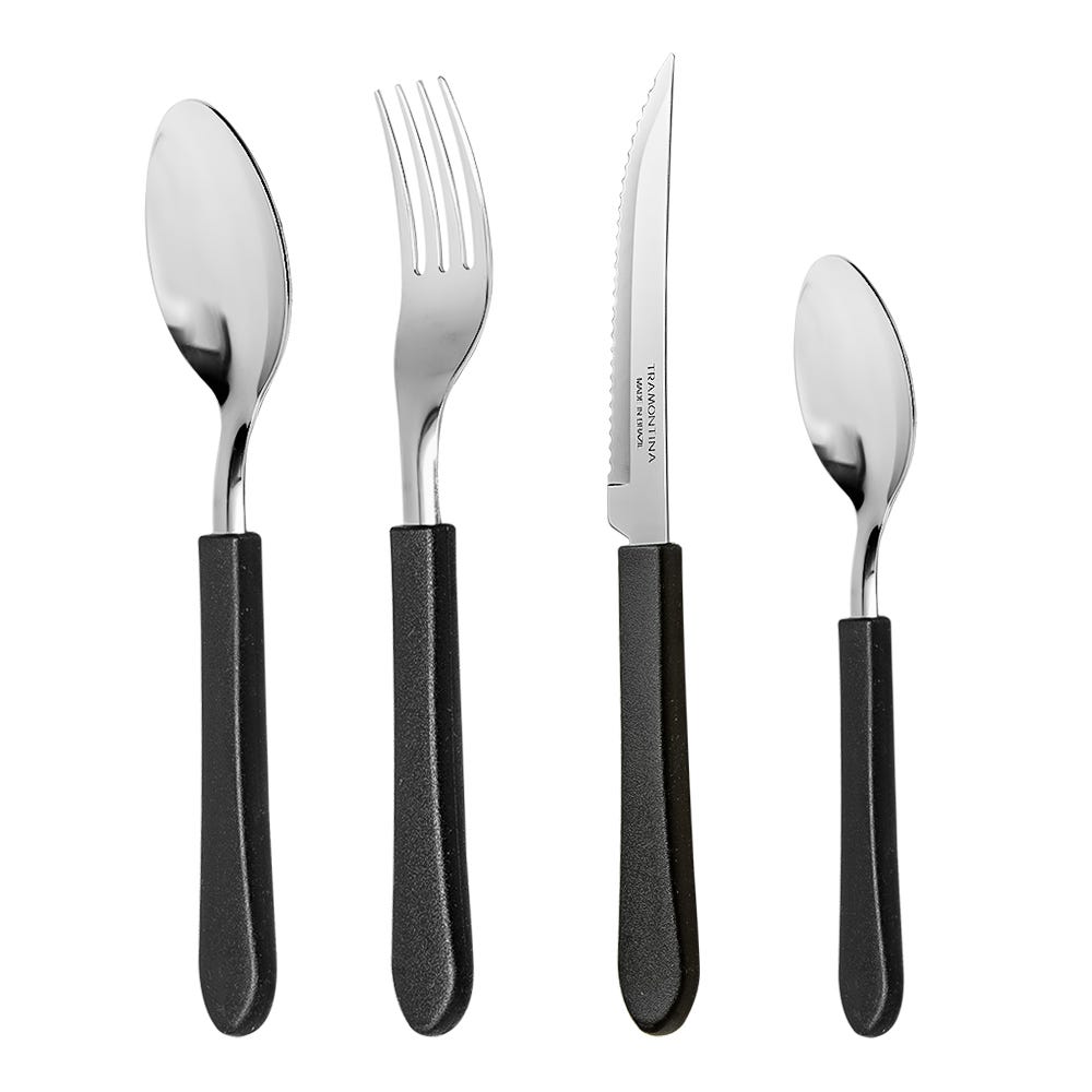 Juego de cubiertos acero inoxidable 16 piezas negro Leme Tramontina