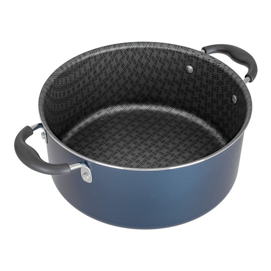 Batería de cocina de aluminio 16 piezas Simple Cooking azul Tramontina – olla sin tapa con asas, vista del interior