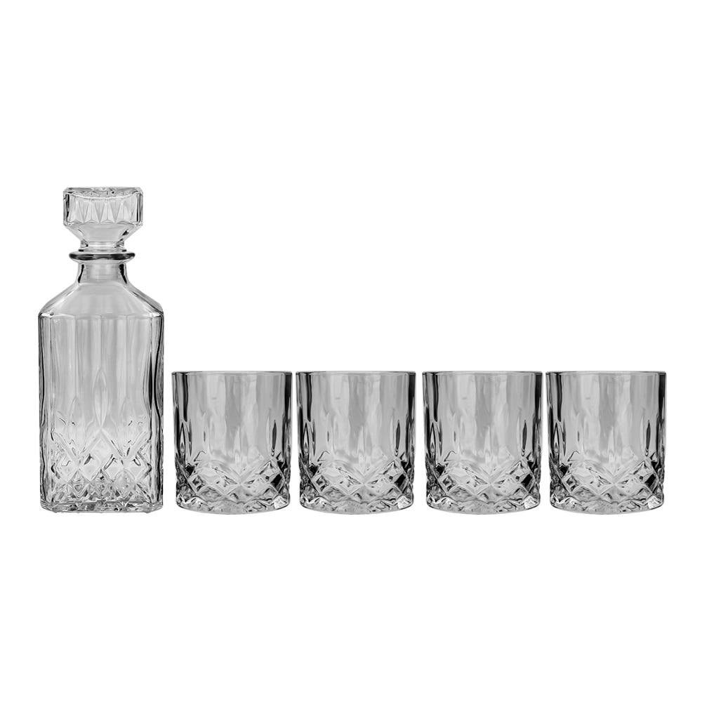 Juego de licorera de vidrio con 4 vasos 2415-4815 Top Choice
