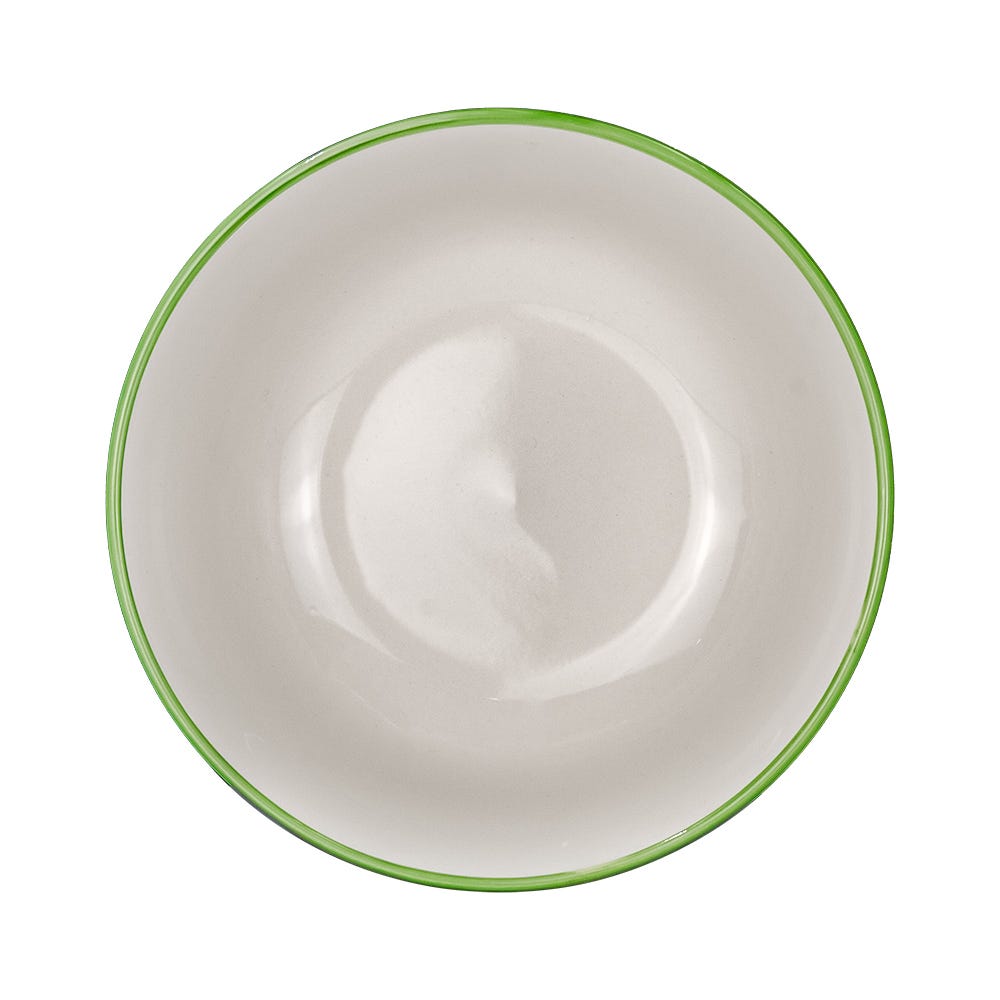 Tazón de porcelana 500 ml blanco con borde verde 2415-5131 Kaiser